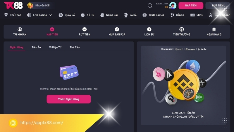 Cách nạp tiền TX88 chi tiết, đúng thao tác