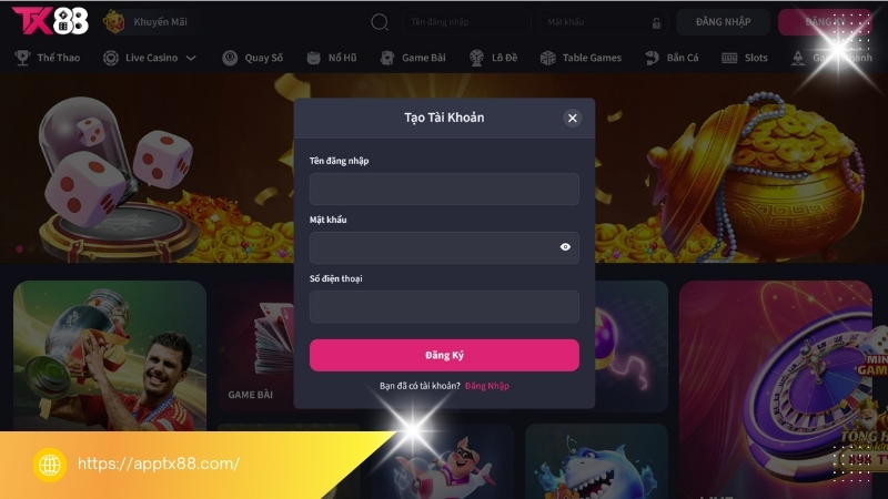 Hướng dẫn đăng ký tài khoản thành viên tại TX88