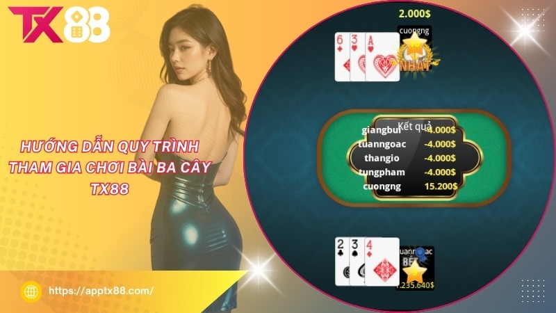 Hướng dẫn quy trình tham gia chơi bài ba cây TX88 Hướng dẫn quy trình tham gia chơi bài ba cây TX88